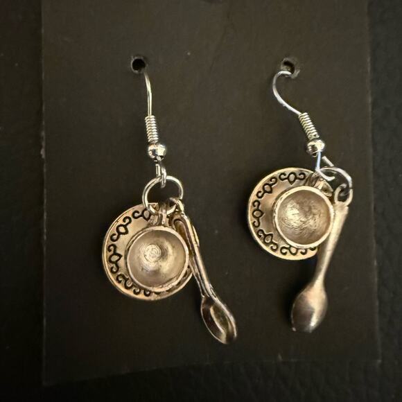 Silver Spoon and Bowl Earrings - Picture 3 of 3